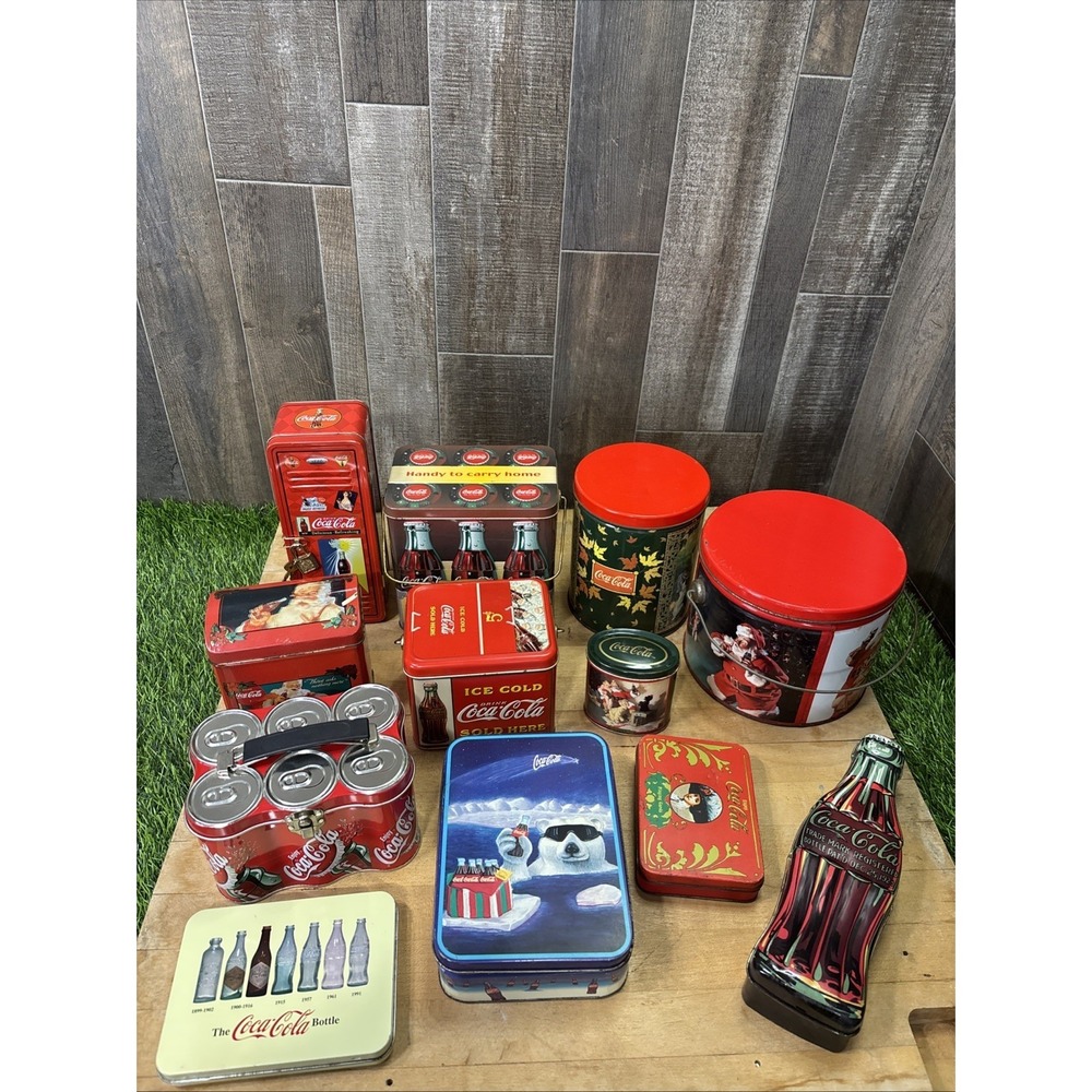 Vintage Coca-Cola Collectibles Lot 12 Pc Tins Puzzles Cards Candy Tin Decor